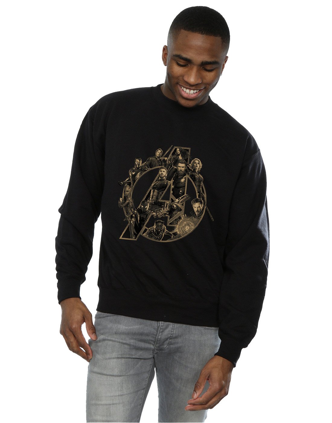 Absolute Cult Men's Black Marvel Avengers Infinity War Marvel Logo Sweatshirt XXX-Large