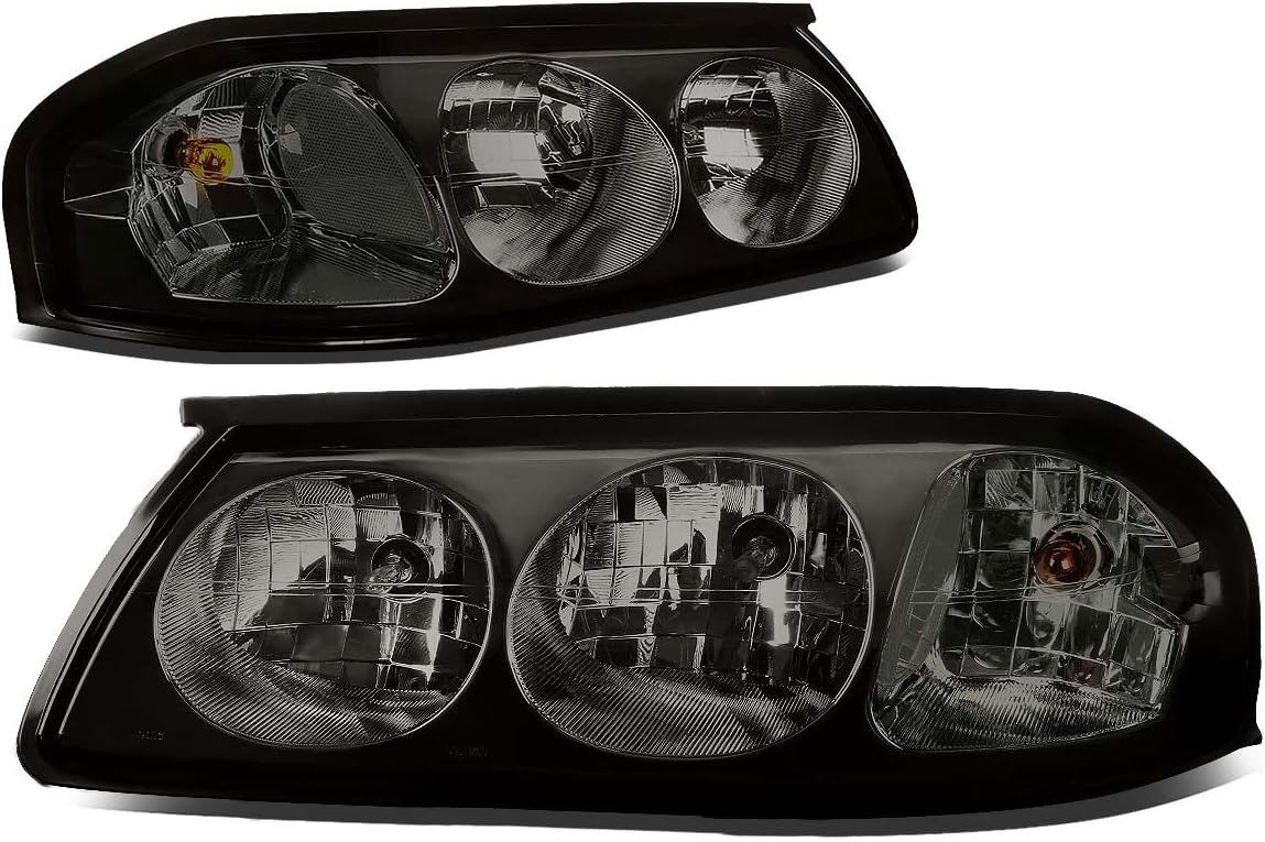 DNA MOTORING HL-OH-CI00-CH-AM Chrome Amber Headlights Compatible with 00-05 Chevy Impala