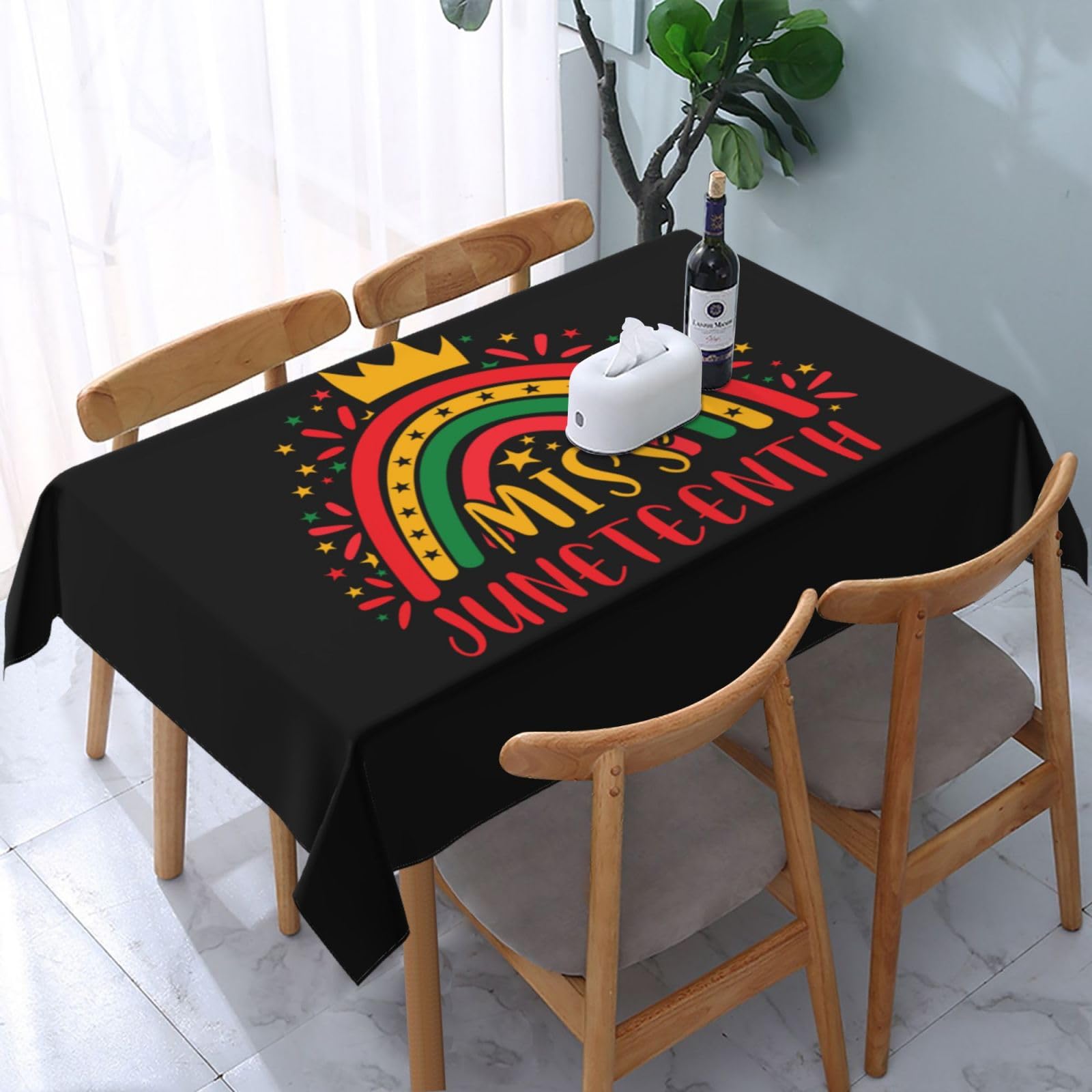 JunHeArt Juneteenth Day Freedom 1865 Tablecloth Rectangle Table Cover Washable Table Cloths Decor For Kitchen 54" X 72"