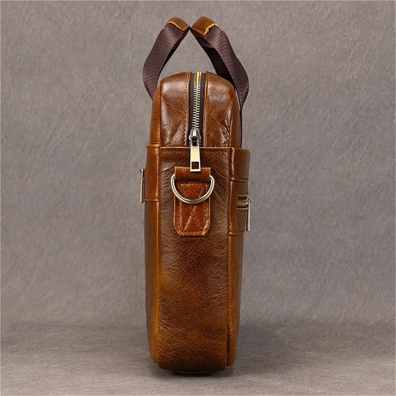 Bolso Mensajero De Cuero Bolso de negocios cuero genuino for hombre, maletín for portátil 15 pulgadas, bolso bandolera for documentos A4, trabajo for mensajes En Viaje De Negocios