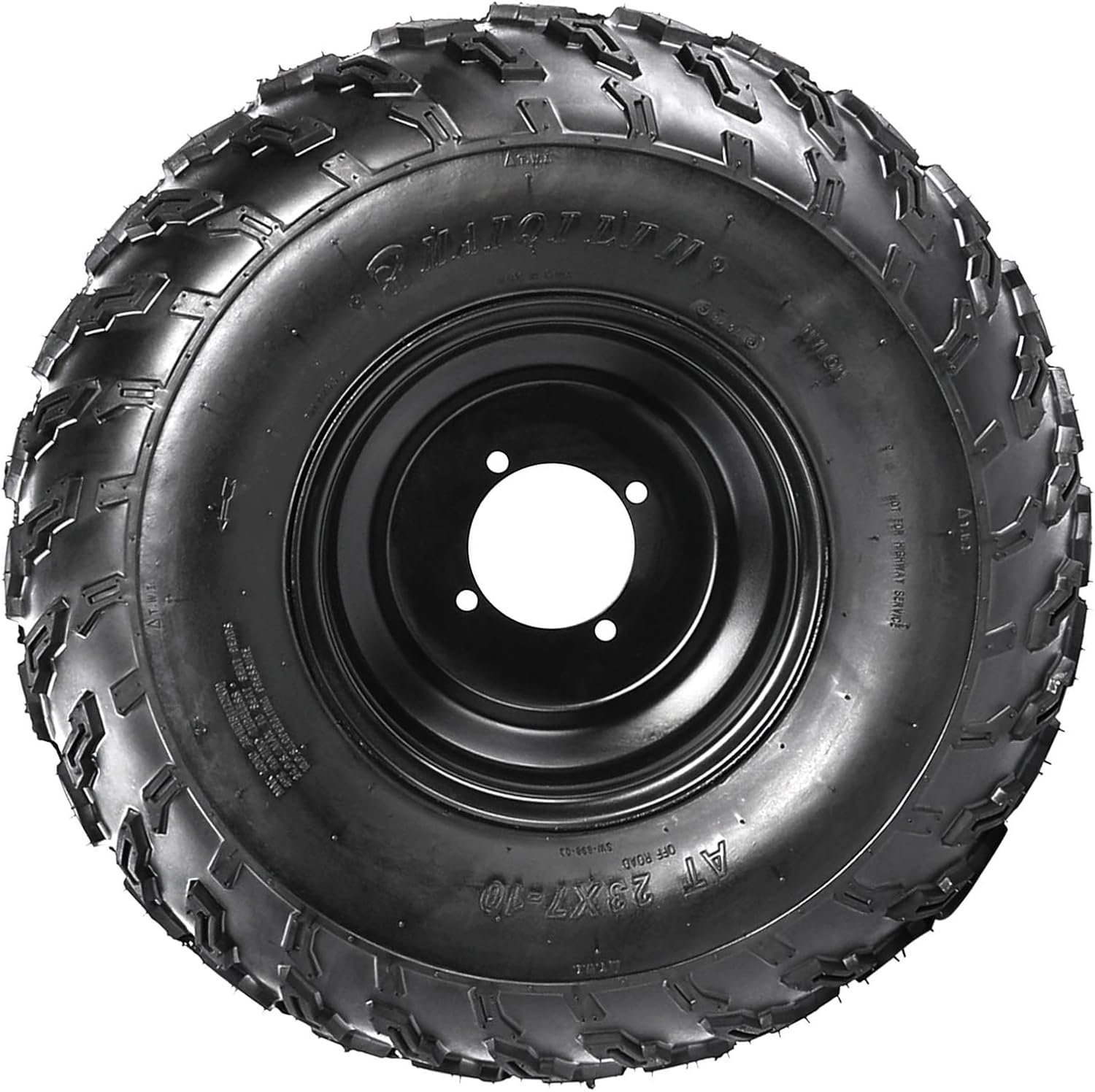 23x7-10 ATV Tire & Rim Assembly, 10 Inch Tubeless Tire with Inner Tube, 4PR 24 P.S.I for Go Kart, UTV, Quad, Golf Cart, Dune Buggy, Moped, 200cc 250cc 300cc (Right Side)