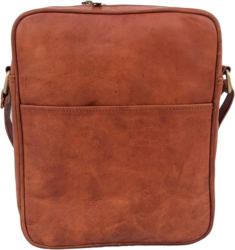 Vista 4 de Bolso bandolera de cuero vintage hecho a mano para hombres y mujeres, unisex, para adolescentes, bolso bandolera para iPadTab Mini, pequeño de 11