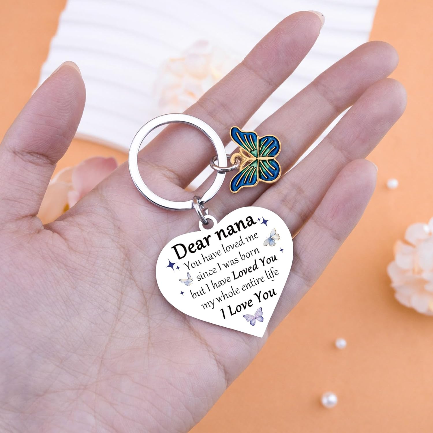 Nana Keychain Nana Gifts from Granddaughter Grandson Nanas Birthday Gifts from Grandkids Best Nana Ever Gift Unique Keychain for Grandmother Happy Birthday Grandma Mothers Day Christmas Stocking - Image 6