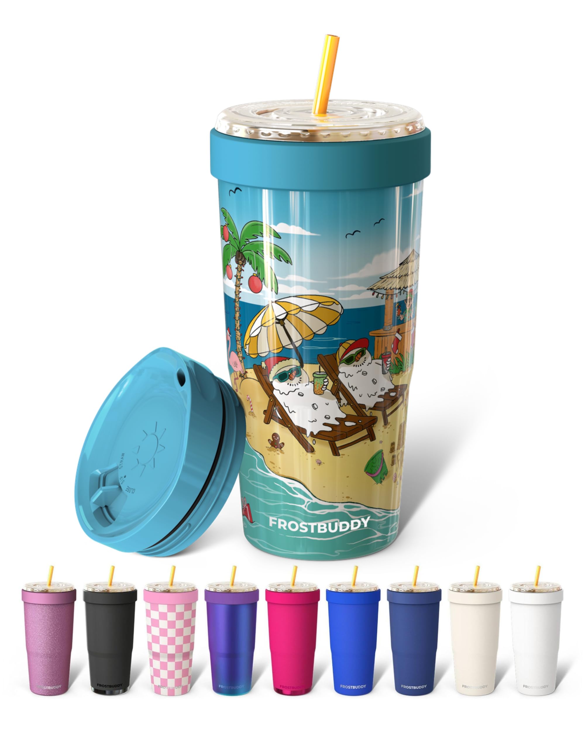 Frost Buddy Togo Buddy 30oz Iced Coffee Tumbler - ONE Lid (Sleighcation) | Insulated Iced Coffee Tumbler & Cup Sleeve for Iced Coffee Cups with Lids, Insulated Cup, Travel Mug โ image 1