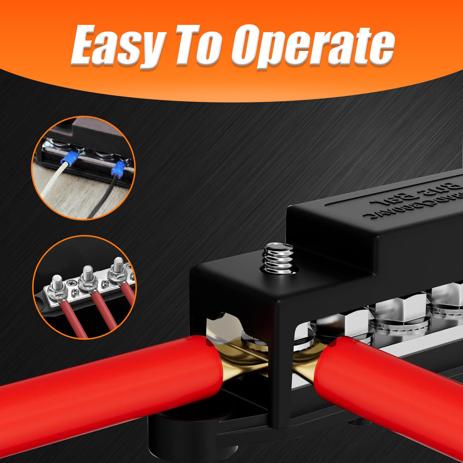 Morsetto 250A, 2 binari bus, binario di distribuzione con 4 x m8 collegamenti bulloni, 5/16 pollici 250 blocco di collegamento batteria con coperchio, adatto per auto, camper, navi e yacht