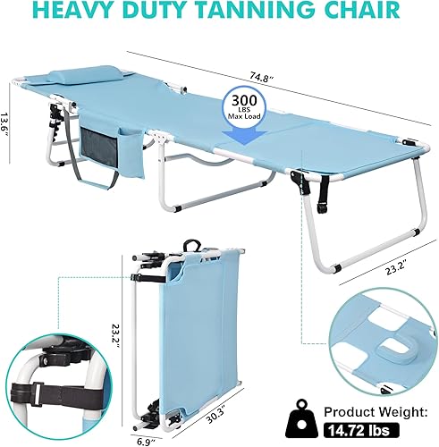 Miniatura 2 de Silla de bronceado con agujero facial, silla de descanso exterior resistente, silla de bronceado plegable al aire libre boca abajo, agujero para el