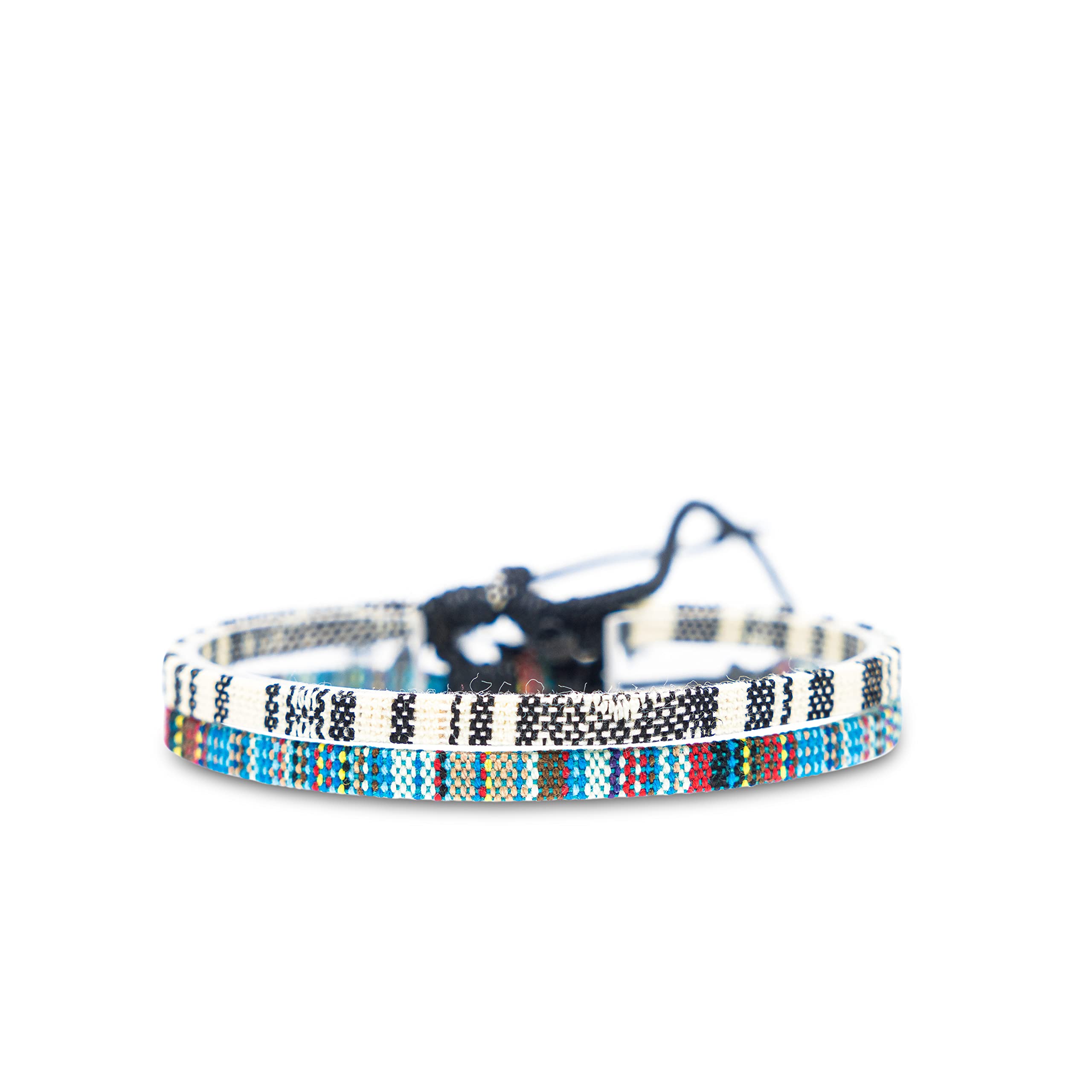 Made by Nami Conjunto de 2 Tobilleras Surferas Mujer y Hombre - Tobillera Fina Estilo Boho Hippie - Accesorios Festivales y Playa - Hechos a Mano - Resistente al Agua y Ajustable (Blanco y negro) — view 25