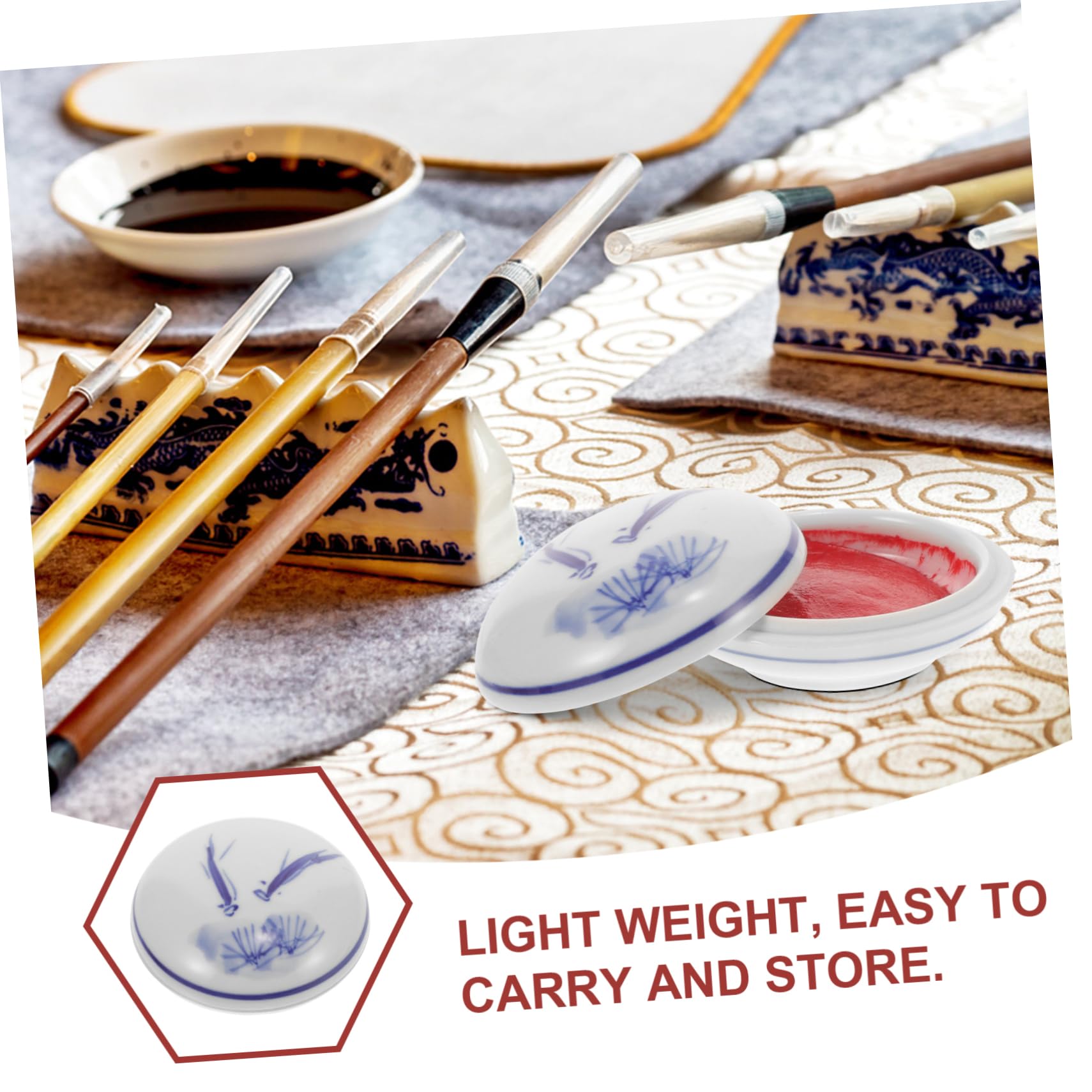 Lot De 4 Encreurs pour Estampage De Poésie Style Chinois en Céramique pour Et Projets Artistiques