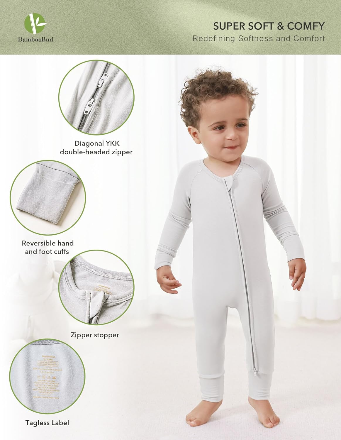 Baby Boy Girl 2 Pack Rompers Long Sleeve Zipper Romper Infant Jumpsuits 2-Way Zippered One-piece Pajamas 3-24M - Image 4