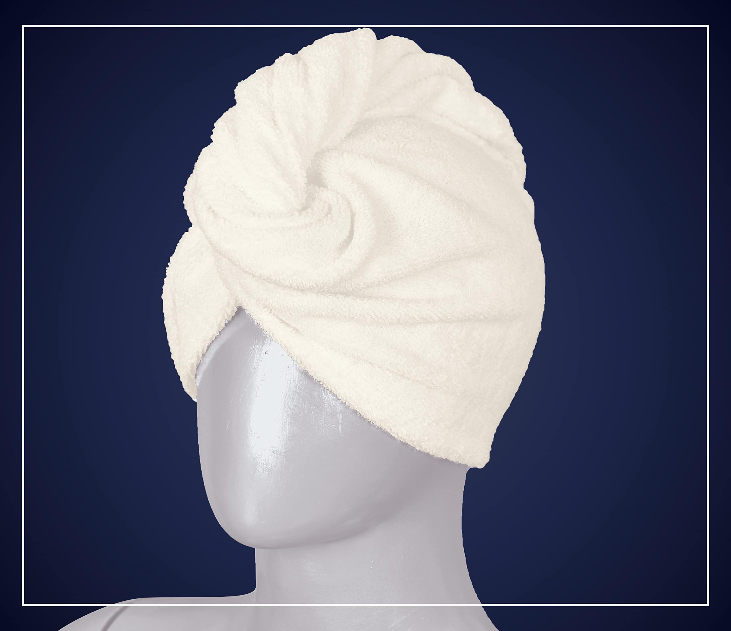 Banotex Hair Towel for Women 100% Cotton Egyptian Product Super Soft Highly Absorbent (White)