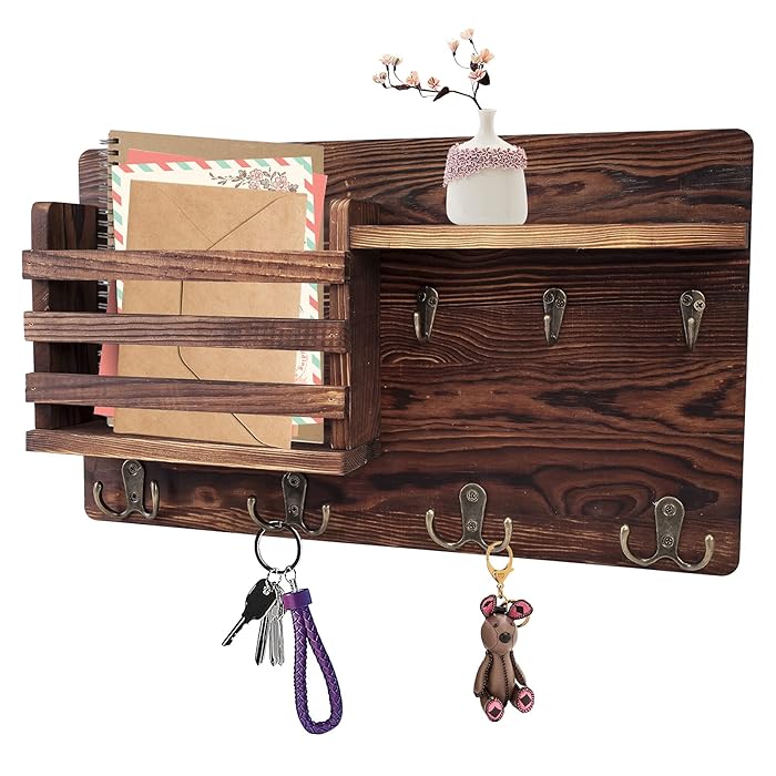 Buy Xbopetda Mail Holder for Wall, Wooden Key Hanger, Letter Sorter