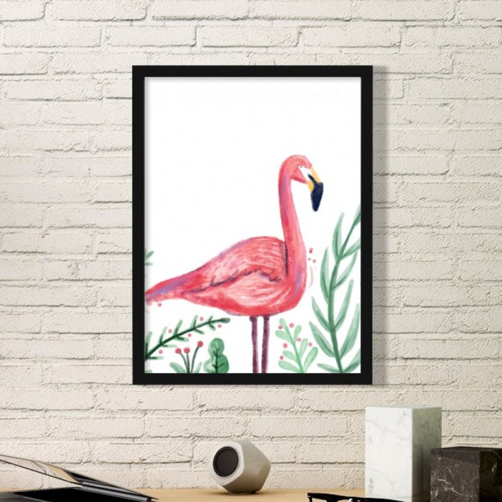 Marco rectangular de madera con pintura de flamenco que resalta
