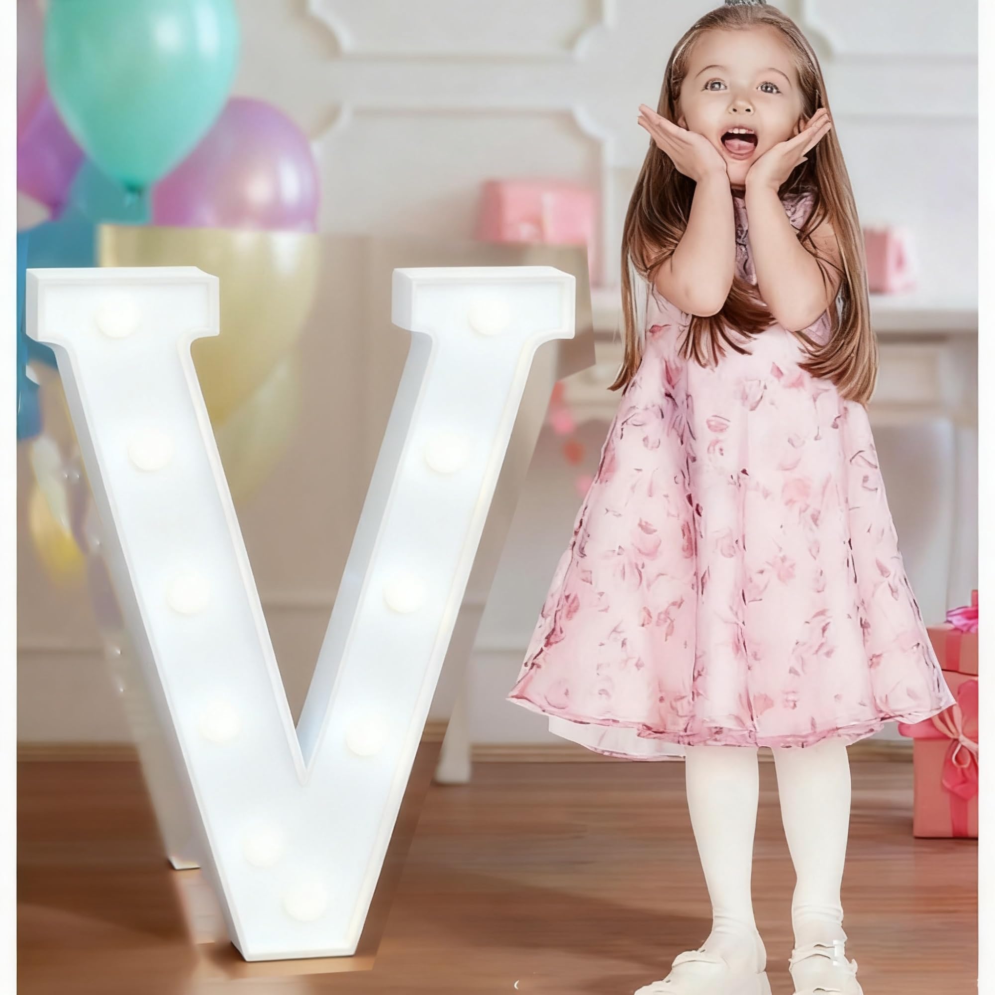 4FT Light Up Wedding Letters Large For Party Decor, Marquee Birthday Graduation Baby Shower Decorations, Mosaic Arch Stand Pre-cut Foam Cardboard(V,120cm)