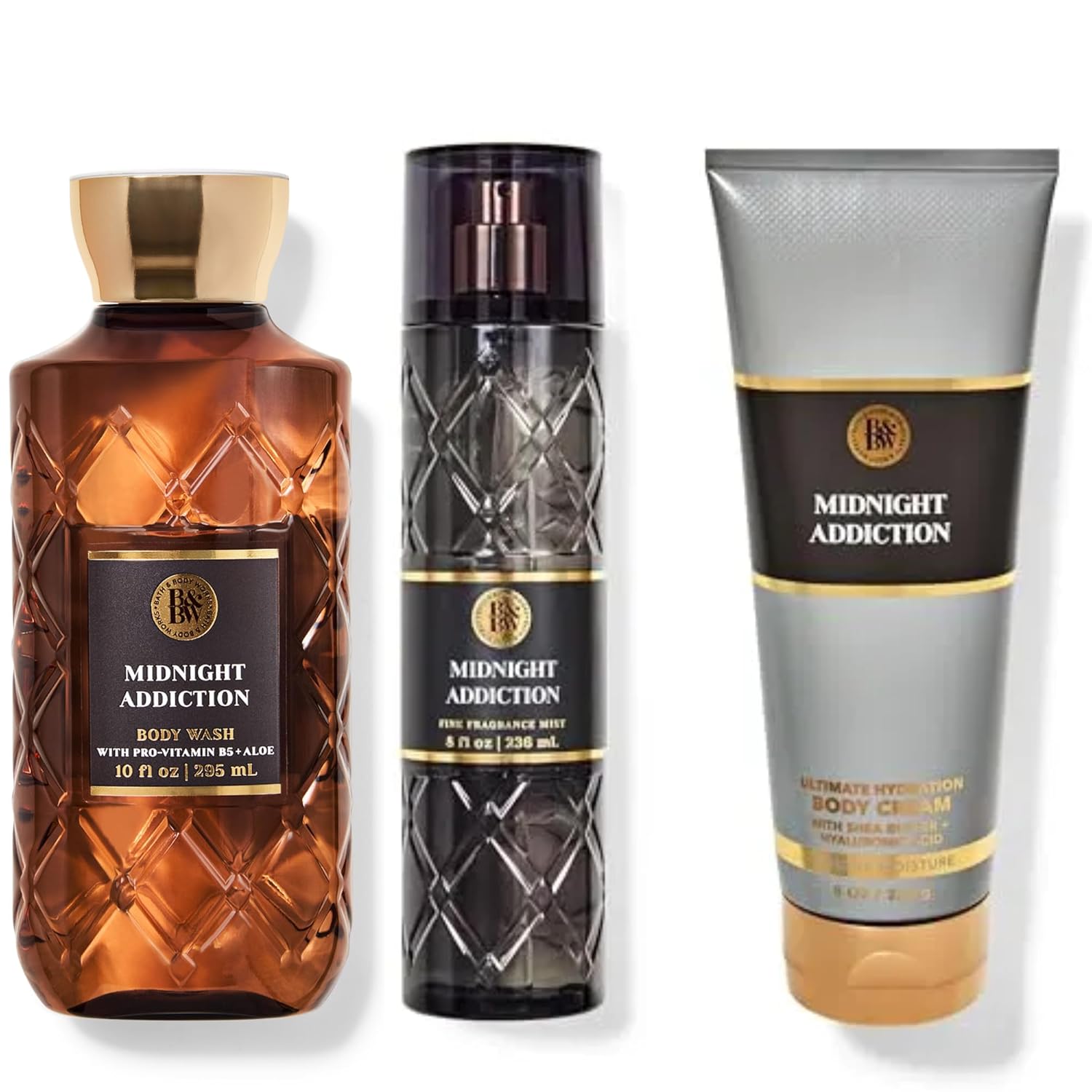 MYT Bath + Body Work for Men - Midnight Addiction Gift Set for Dad - Ultimate Hydration Body Cream, Wash and Spray