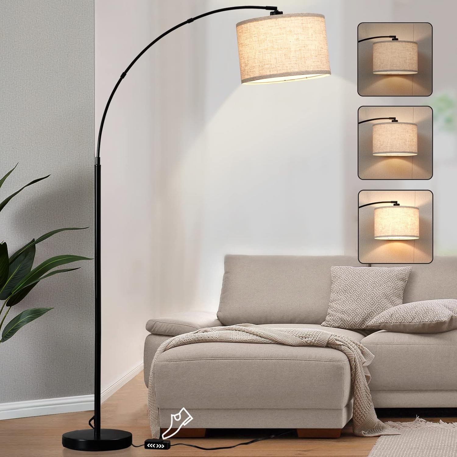 Arc Floor Lamps for Living Room, Dimmable Floor Lamp with Adjustable