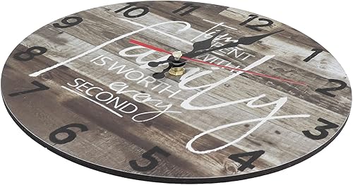 Miniatura 8 de TOPINCN Reloj de pared redondo American Business Mute Decoración decorativa Reloj de pared de madera Ornamento Retro Círculo Antiguo Circular