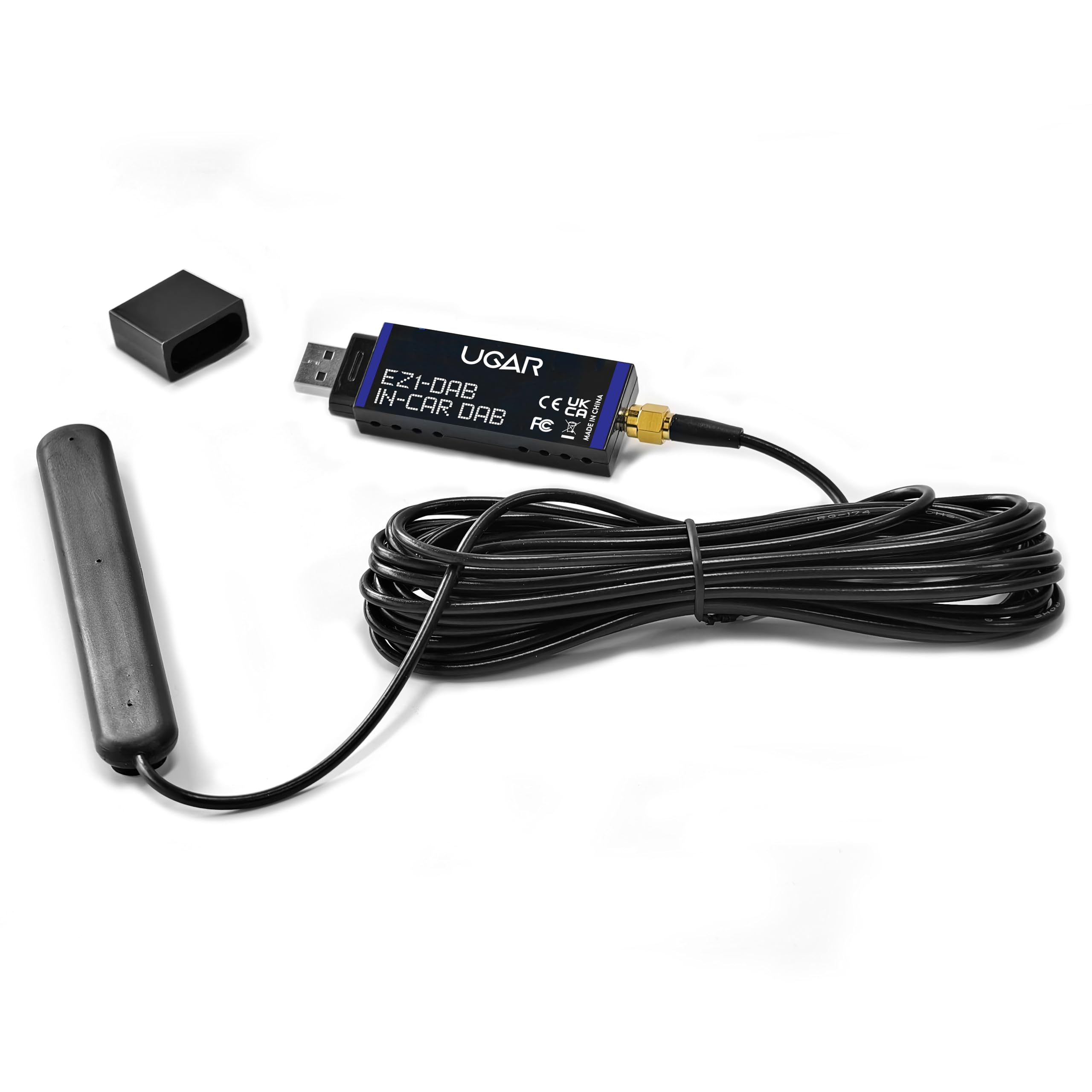 UGAR Dongle USB DAB+ Android con antenna DAB con montaggio interno in vetro riutilizzabile amplificata