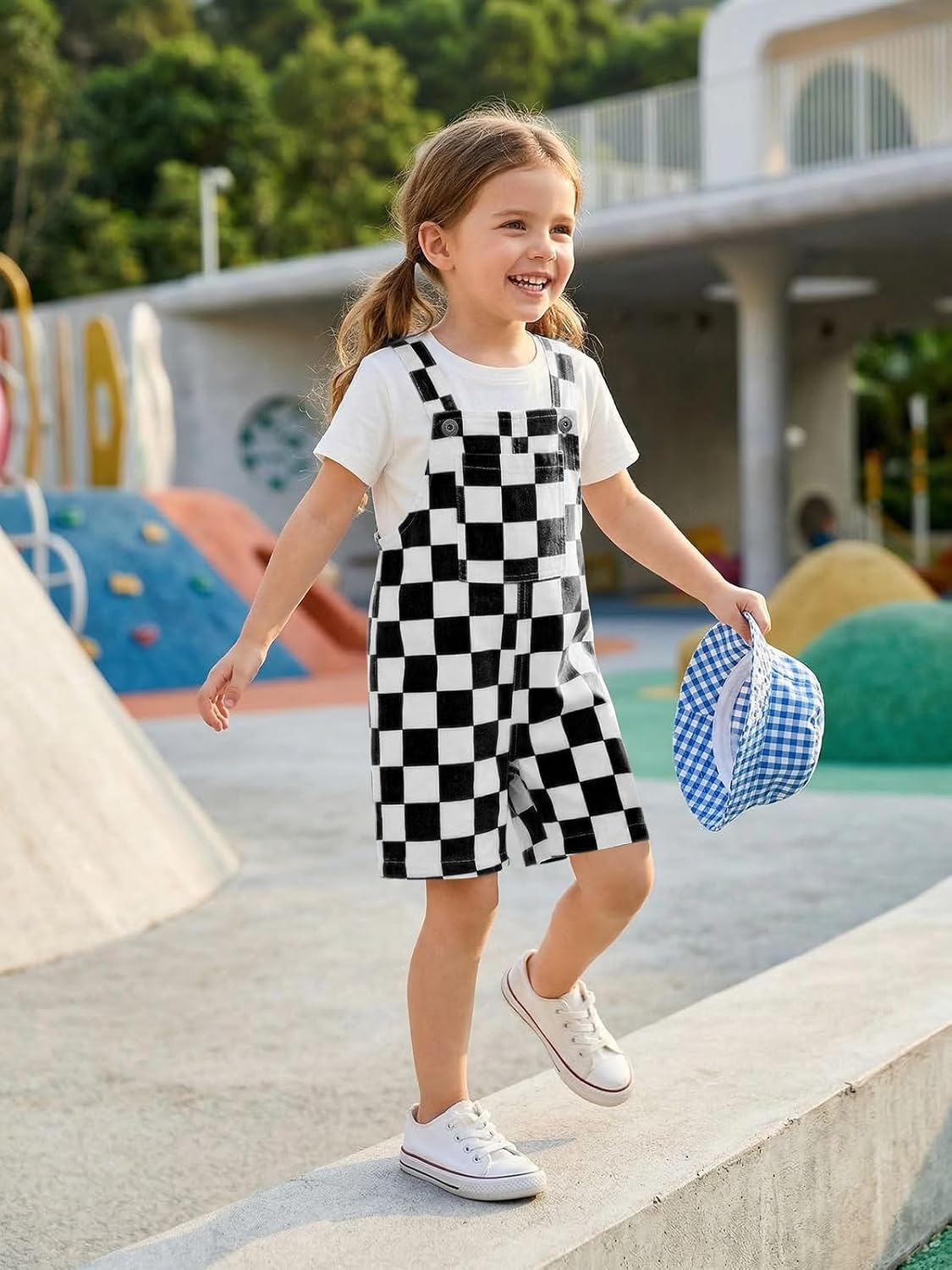 Haloumoning Toddler Baby Boys Checkered Overalls Kids Sleeveless Jumpsuit Shorts Summer Romper with Pocket 9M-8Y