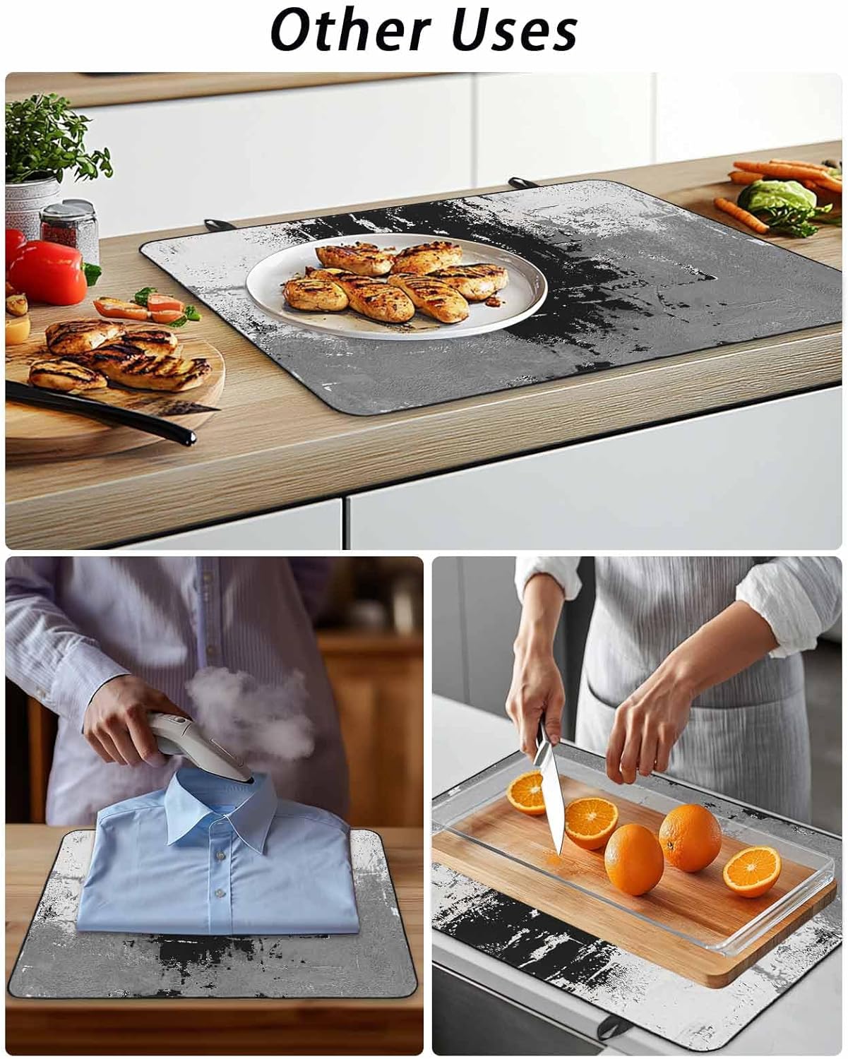 Stove Top Cover Black Grey Graffiti Stove Cover for Electric Stove Top Abstract Art Oil Painting Glass Cooktop Covers Anti-Slip Mat Heat R esistant Countertop Protector Kitchen Decor 28.5"x20.5"