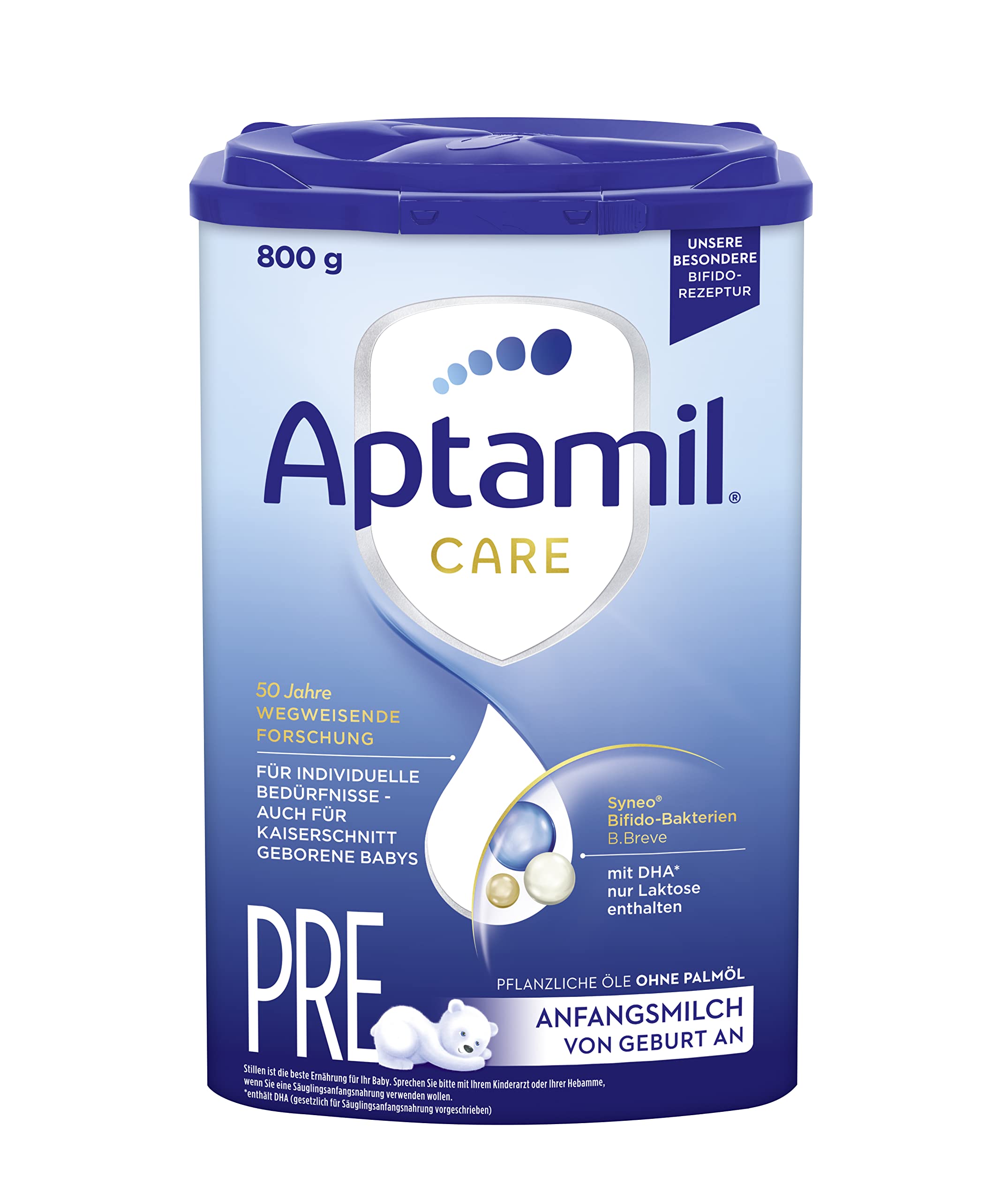Aptamil Care PRE – Anfangsmilch von Geburt an, Mit DHA & Comfort – Spezialnahrung von Geburt an, Zum Diät Management, Bei Koliken, Blähungen & Verstopfungen, Palmöl, Milchpulver, 1x 800 g