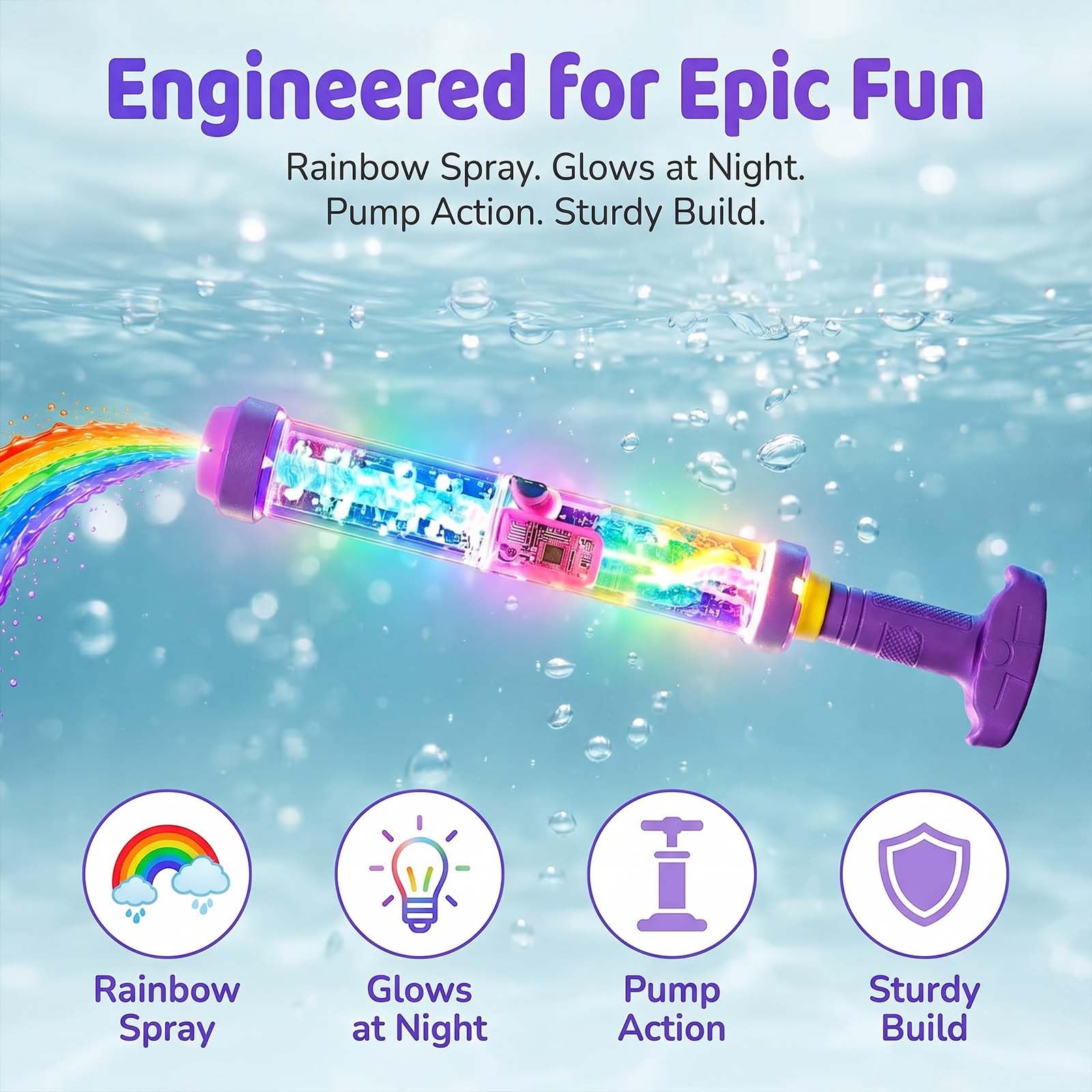 Feuerwerk Wasserpistole, Leuchtende Regenbogen-Led-Wasserpistoles, Hochdruck-Wasserpistoles Für Kinder Und Erwachsene, Ideal Für Sommerpartys Am Pool, Strand Und Für Spiele Im Freien (4PCS,A)