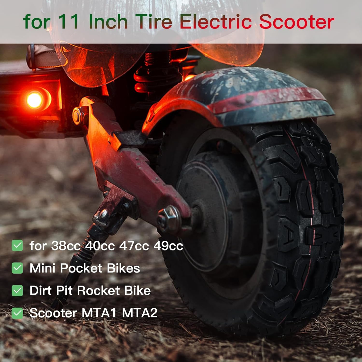 90/65-6.5 scooter tire Replacement, 11 Inch Tire and Tube Set, for Dualtron Zero 11X Kaabo Scooter Fits Most 38cc 47cc and 49cc Mini Pocket Bikes MTA1/MTA2, GP-RSR and More (Tire and Tube*1 Set)