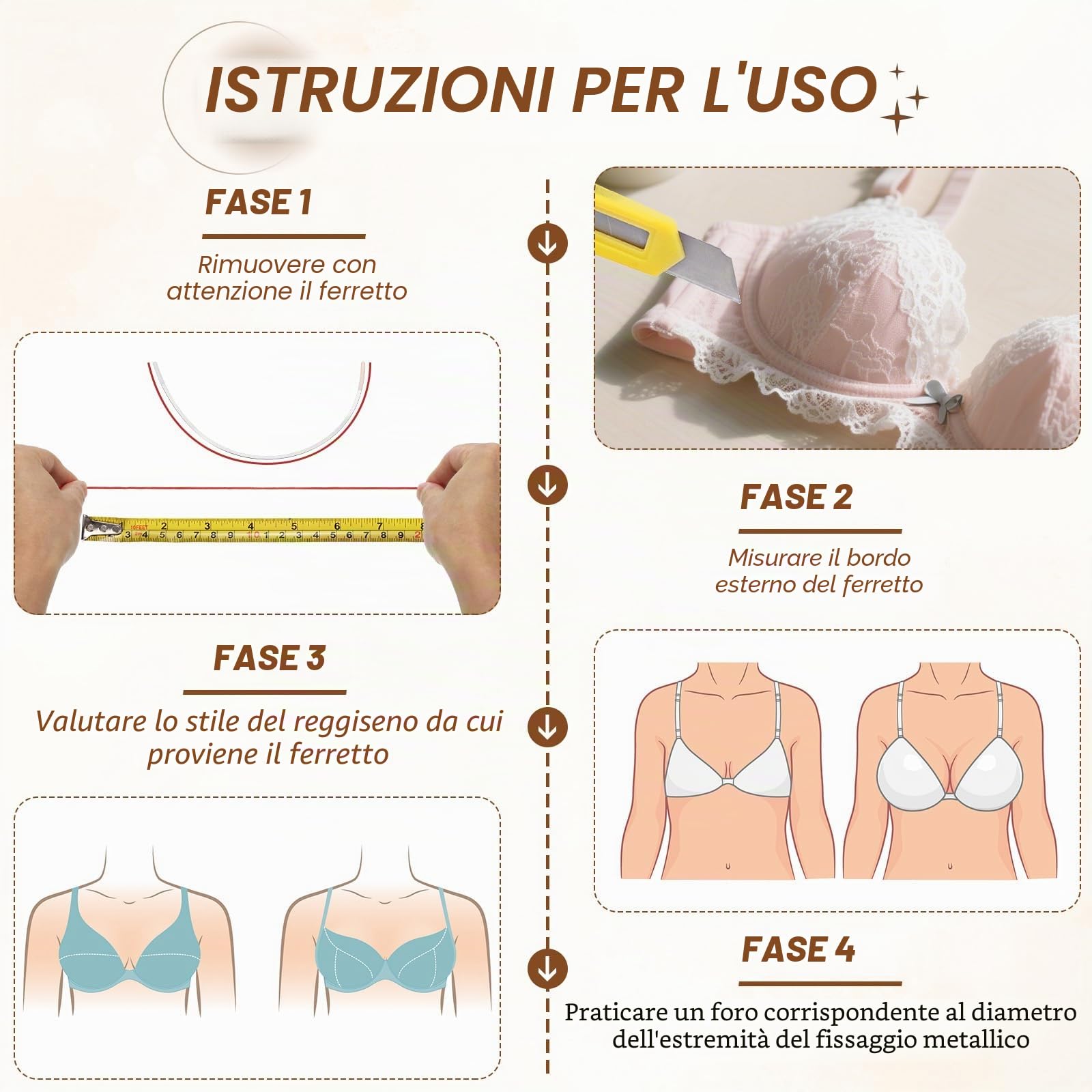 sourcing map 5 paia di ferretti in acciaio inox per reggiseno, 22,1 cm, ferretti di ricambio per reggiseni, parti di riparazione, forniture per cucito, dimensione regolare per supporto coppa B