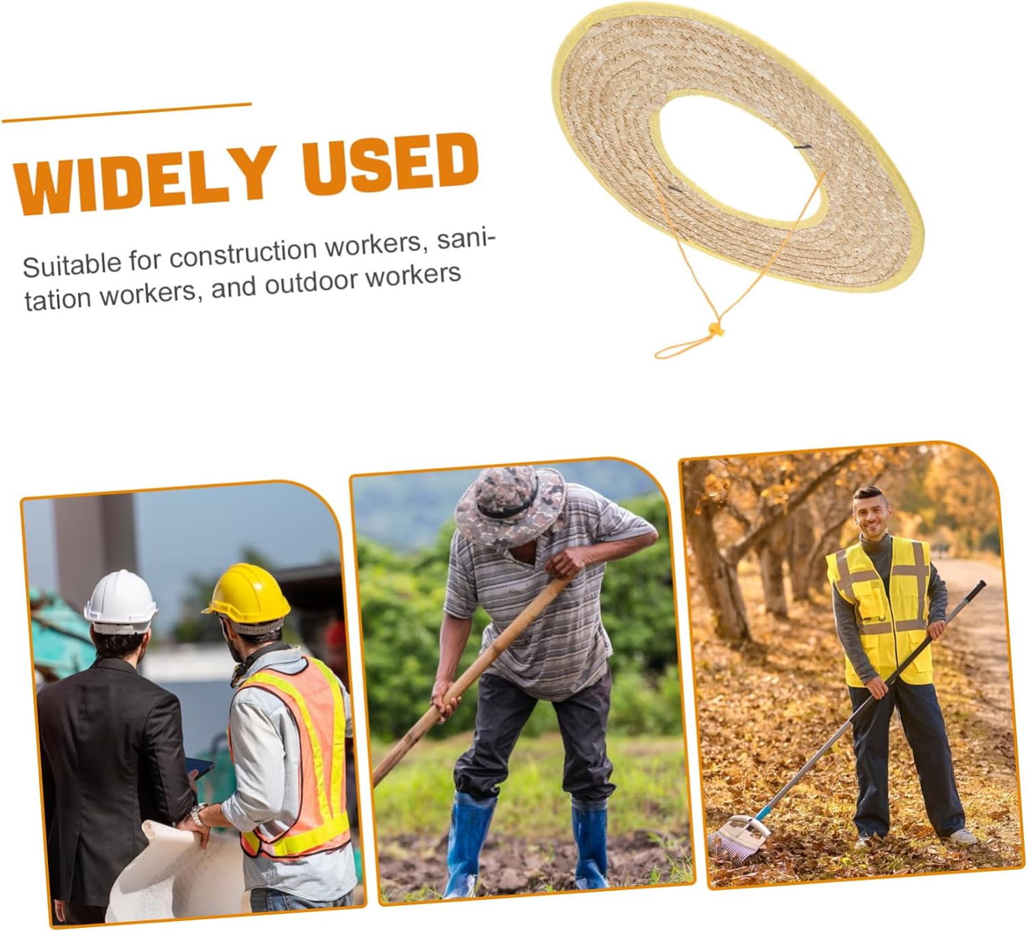 Hard Hat Sun Shade Full Brim Straw Visor Lightweight Sun Protection Hood for Construction Workers Outdoor Gardening and Cycling