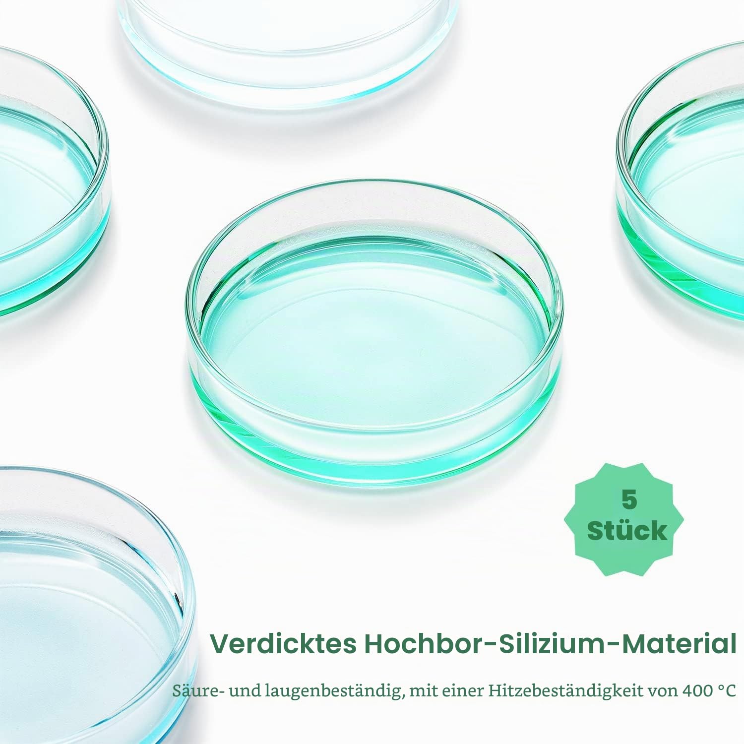 Huanyu 90 mm Petrischalen mit Deckel 5 Stück Glas Petrischale für Bakterienkulturen, Schimmelpilzuntersuchungen, für wissenschaftliche Experimente in Schulen