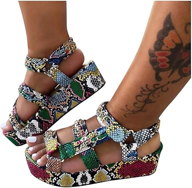 multicolor snakeskin sandals