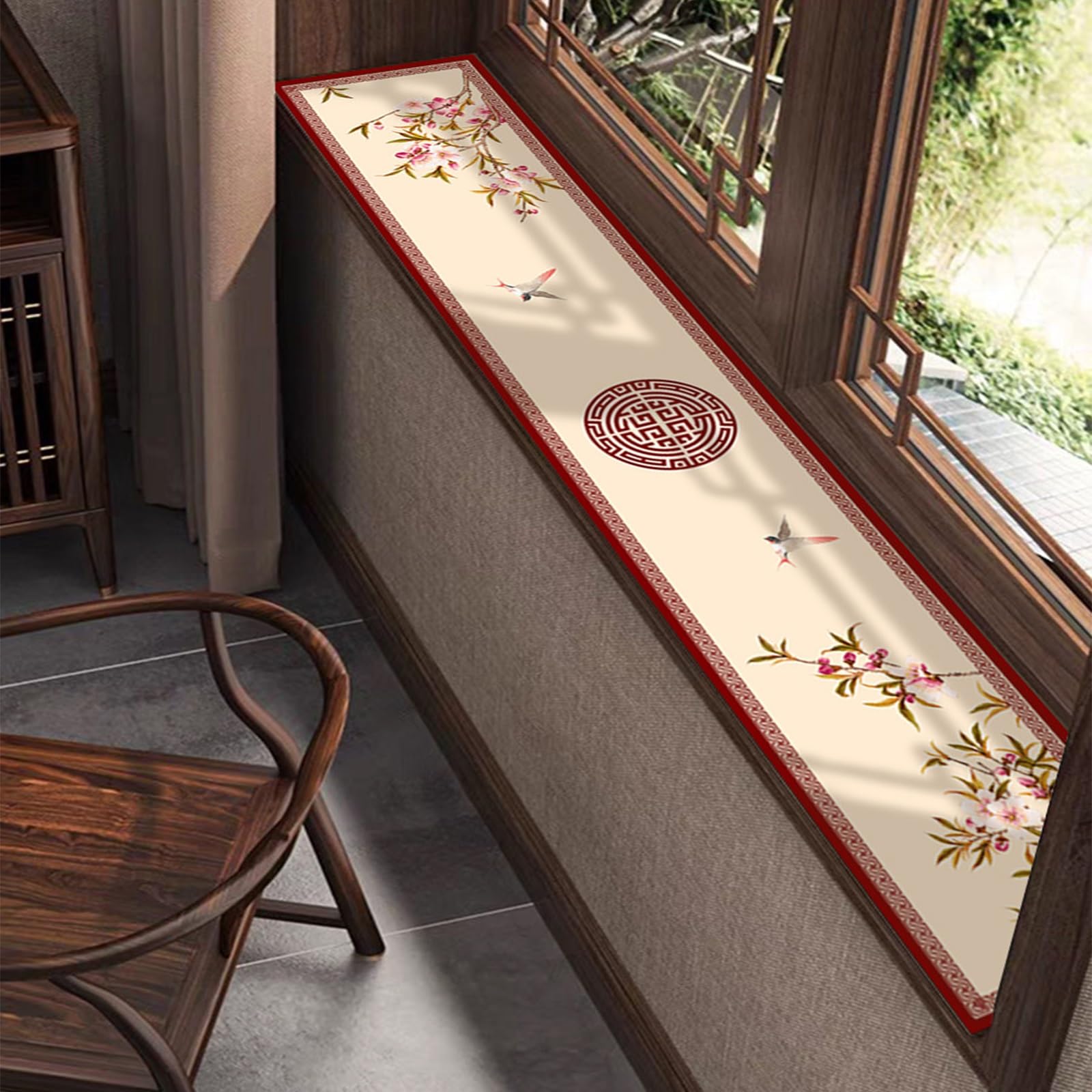 GBPLDMAQ Elegant Window Seat Cushion, Skin Friendly Bay Window Cushion, Cuttable Nonslip, All Seasons for Bedroom Living(Red,60x60cm/24x24in)