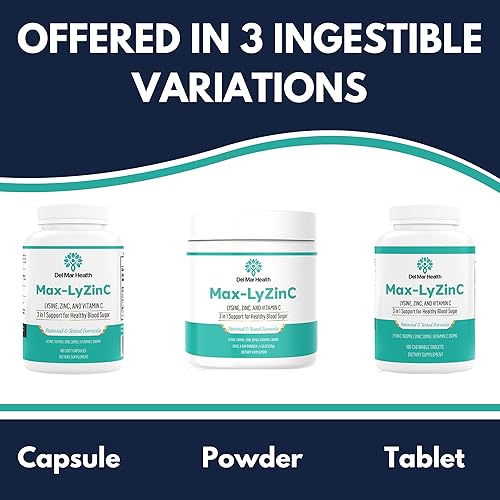 Miniatura 3 de Max-LyZinC | L-lisina 1100 mg + zinc 6 mg + vitamina C 100 mg - Suplemento 3 en 1 para mantener el azúcar en la sangre ya en el rango saludable -