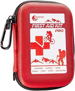 Dr. Küchler Medical PRO Erste-Hilfe-Set Outdoor - 35-teiliges First Aid Kit für Wandern, Fahrrad & Camping - wasserdicht, DIN-konform mit Kompass, Notpfeife & Kompass Color First AID KITS:rot'