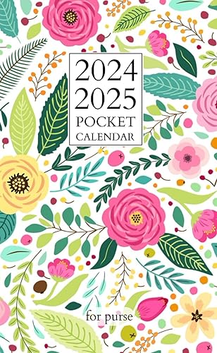 pocket calendar 2024-2025 for purse Small 2-Year Monthly Agenda for Purse Floral Cover