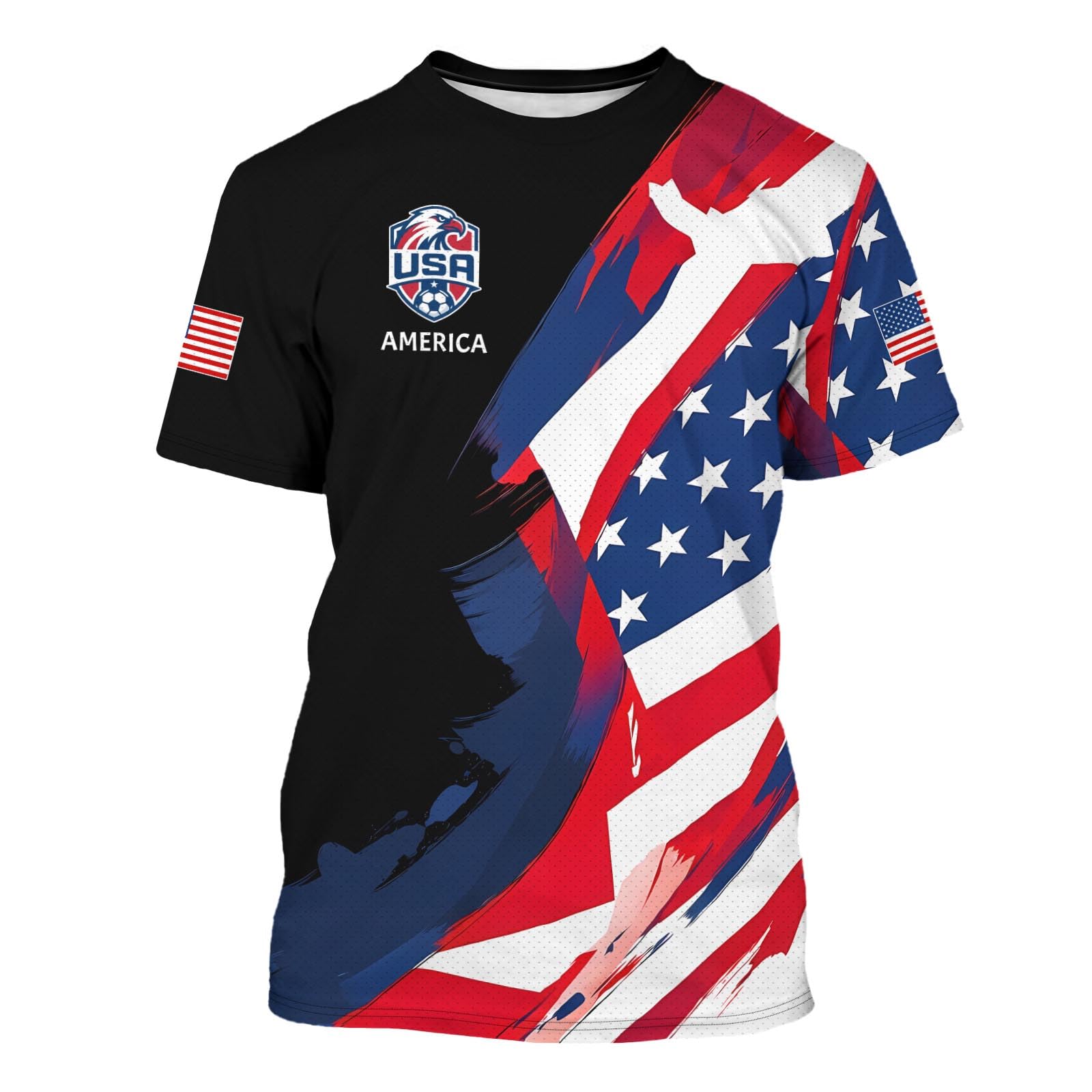BJU Soccer Jerseys National Sports Fan Jersey Collection Football Training Apparel Crewneck Short Sleeves for Men and Women, Usa Red, XL