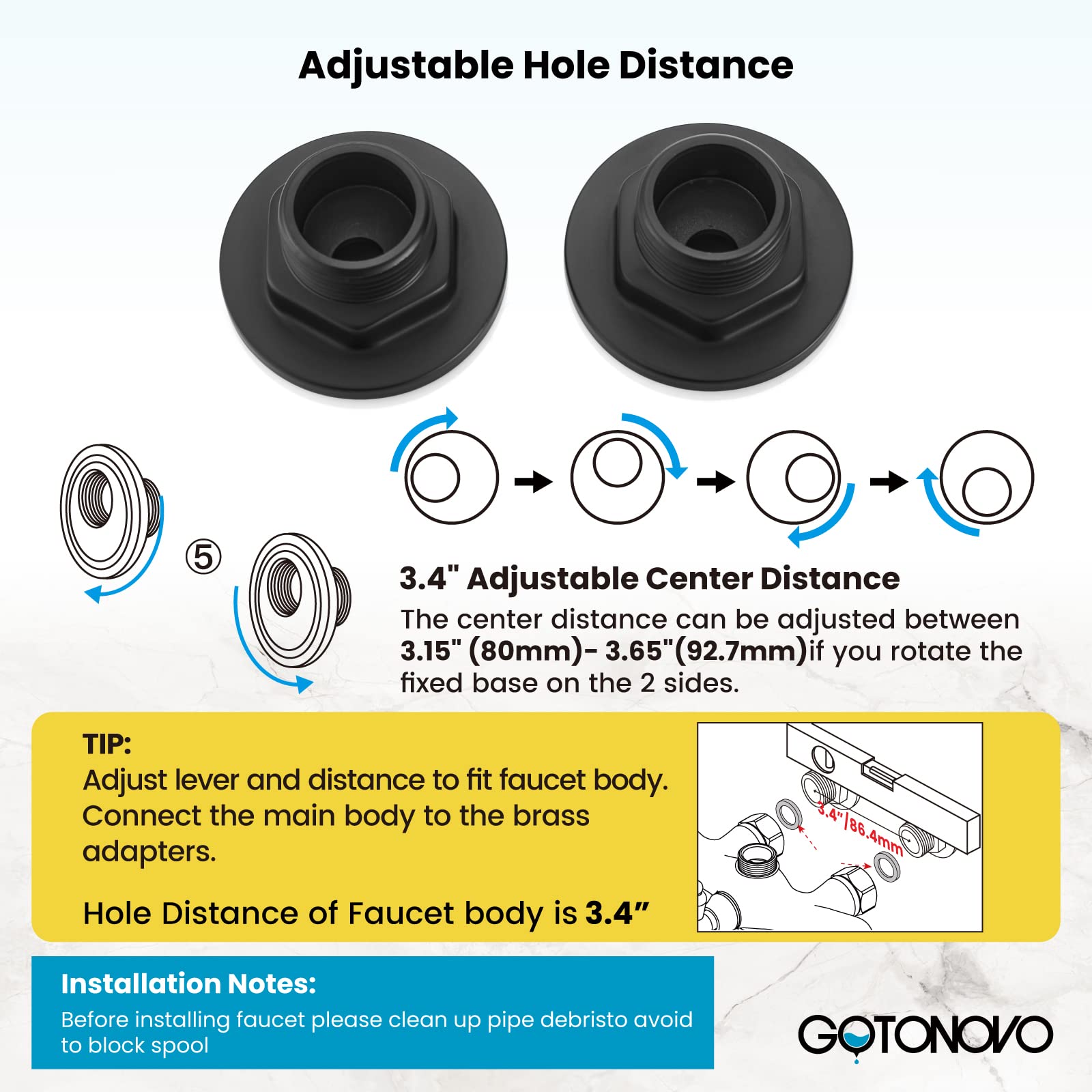 gotonovo Wall Mount Matte Black Clawfoot Tub Faucet Shower Kit 3-3/8 inch Center Vintage Leg Tub Filler with Handheld Shower Level Handle