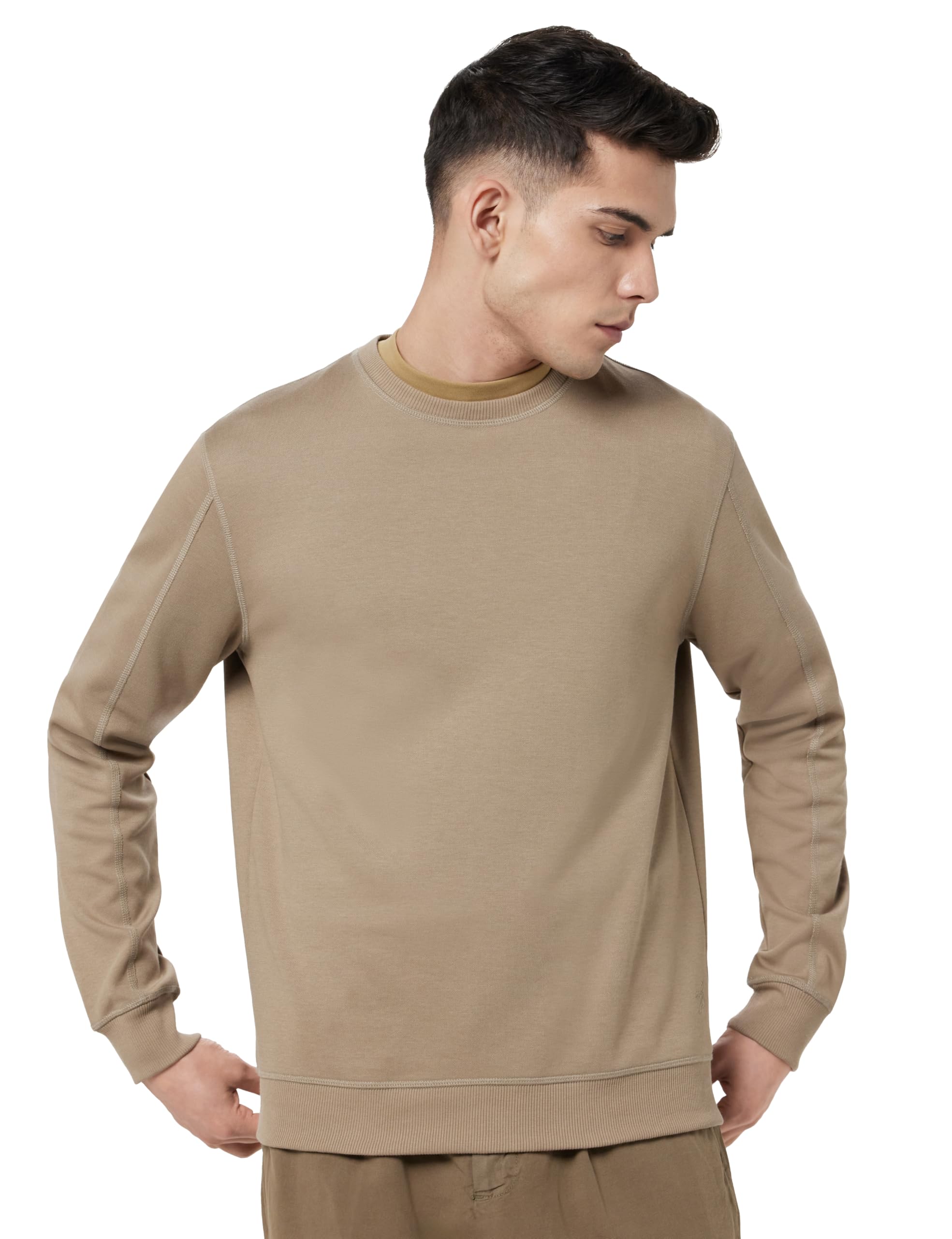 Jockey Men's Super Combed Cotton Crew Neck AM48 Rich Pique Sweatshirt with Ribbed Cuffs-picture-35