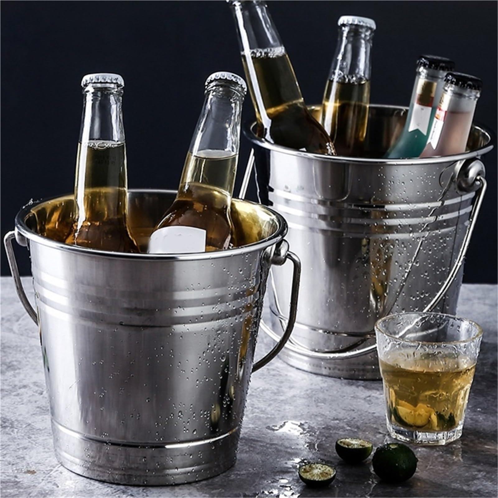 Secchiello for Punch nel Ghiaccio in Acciaio Inossidabile for Vino e Birra, for Forniture for Feste di Vino e Birra per Casa, Bar(2L)