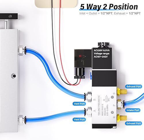 Miniatura 3 de TAILONZ PNEUMATIC Válvula solenoide NPT de 12 "NPT 4V410-15 12V24V110V220V Sola bobina operada por piloto eléctrico 2 posiciones 5 vías Tipo de