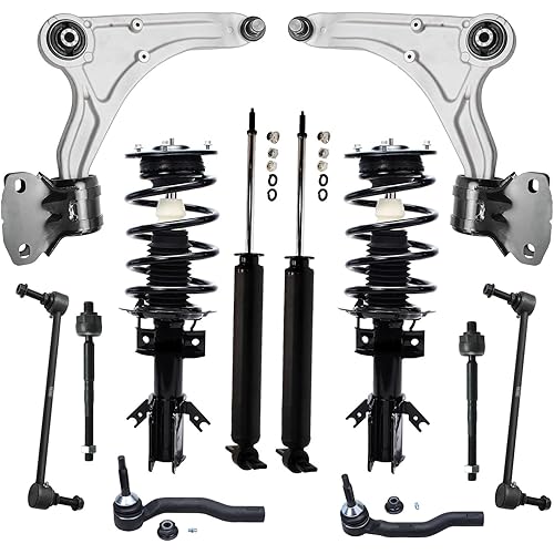 Detroit Axle - FWD Front End Suspension Kit for 2013-2020 Ford Fusion, Lower Control Arms w/Ball Joint Tie Rods Sway Bars Struts & Coil Spring Rear Shock Absorbers Replacement