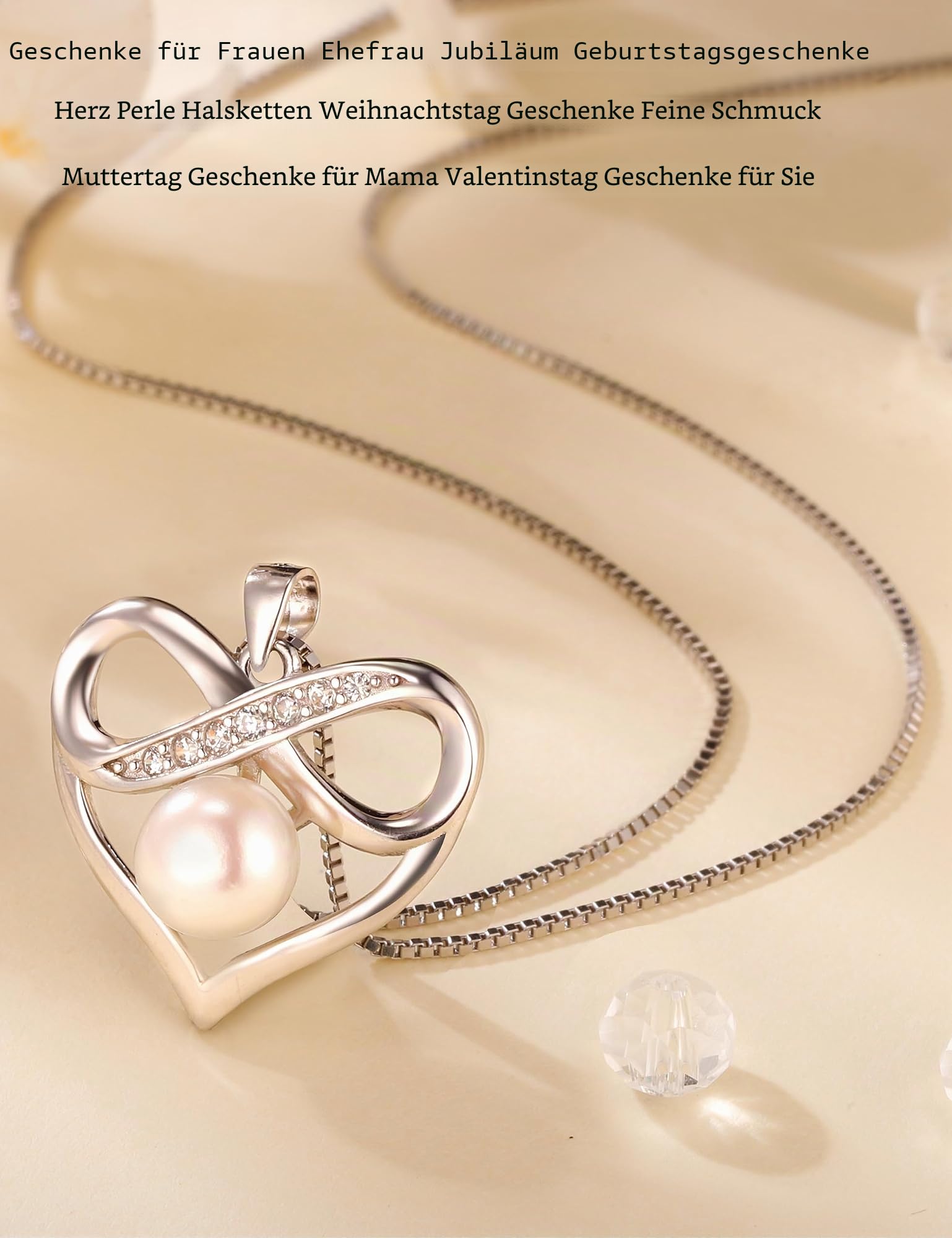 Perlenkette Schmuck - Geschenk für Weihnachten, Muttertag, Valentinstag, Jubiläum, Hochzeit, Geburtstag - Für Mama, Frau, Freundin