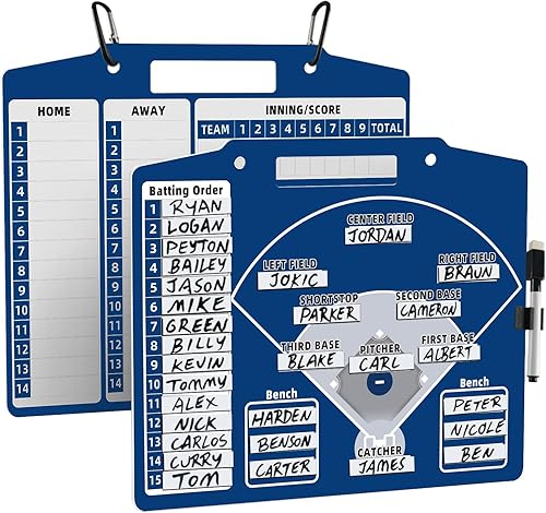 Tablero magnético de béisbol para entrenador, se borra fácilmente de doble cara, resistente y duradero, fácil de transportar con clips fuertes y
