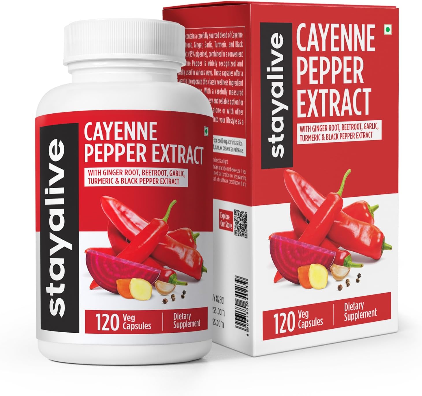 StayAlive Cayenne Pepper Capsules 960mg Super Extract with Ginger, Garlic, Turmeric, Beet Root, Black Pepper, 120 Cayenne Capsules, Support Cardiovascular & Immune System, Capsaicin Supplement Pills StayAlive Cayenne Pepper Capsules 960mg Super Extract with Ginger, Garlic, Turmeric, Beet Root, Black Pepper, 120 Cayenne Capsules, Support Cardiovascular & Immune System, Capsaicin Supplement Pills