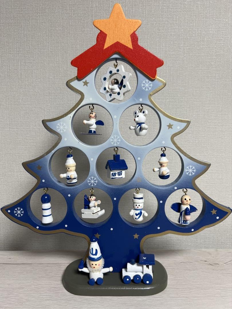 Amazon.co.jp: 木製クリスマスツリー 青と白 : おもちゃ