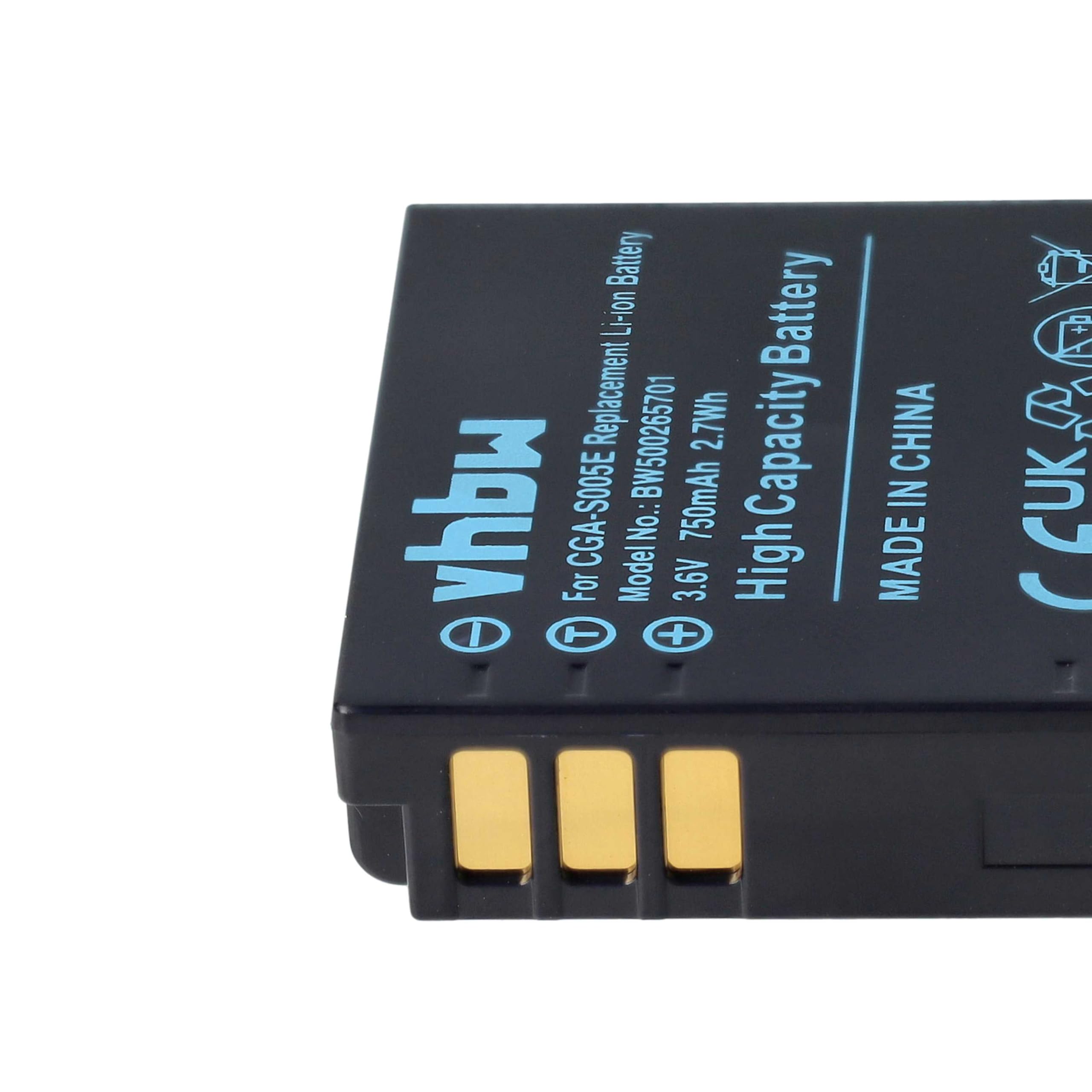 Batteria Sostitutiva EXTENSILO Per Panasonic DMW-BCC12, CGA-S005E, 1250mAh, 3.7V, Li-Ion