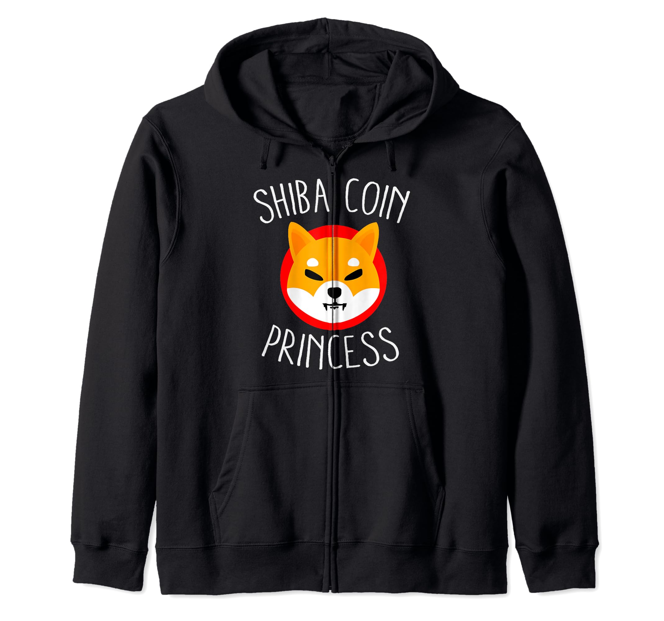 Shiba Coin Princess Humorous Shib Token Cryptocurrency HODL Zip Hoodie, Black