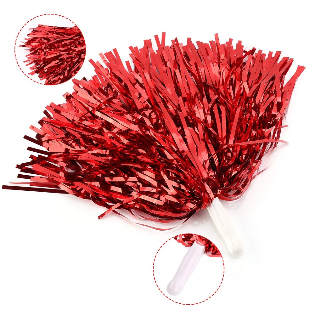 Pompon per cheerleading 6/12 pezzi a forma di fiore appeso con pellicola metallica