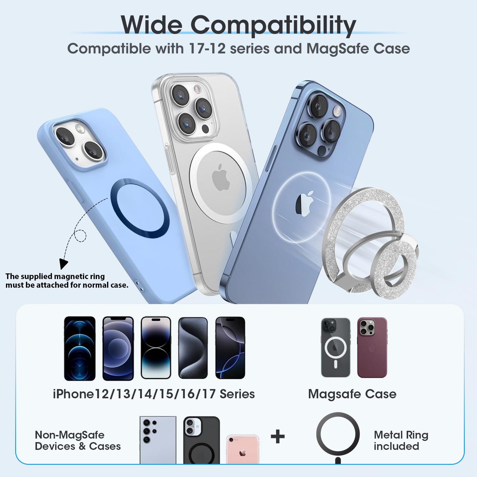 Supporto magnetico ad anello per cellulare MagSafe per iPhone 17, 16, 15, 14, 13, 12 Pro Max, supporto magnetico ad anello per cellulare MagSafe, accessorio per Samsung Galaxy S26, S25, S24, A56, A55