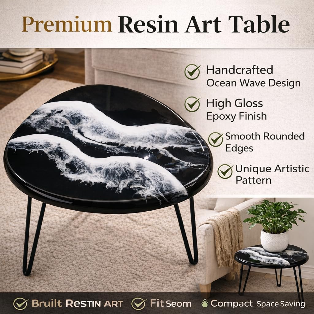 FANTASTIC STORE 9 Resin Art Ocean End Table Handmade Side Table