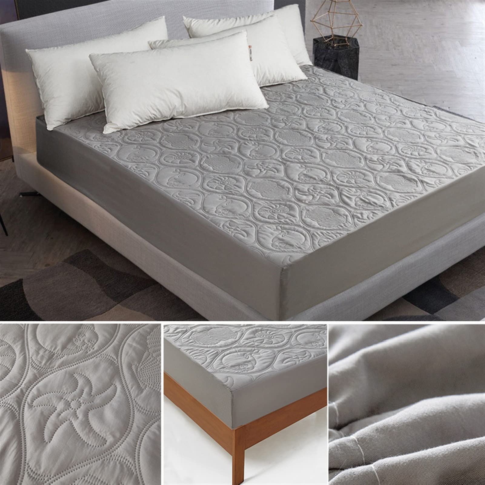 Bedspread on the łóżko pościel Wodoodporna ochraniacz materaca wyposażona w stałą pokrywę do materace grube miękkie podkładka pokrywka złoża poliestrowego (kolor: B, rozmiar: 160x200x30 cm)